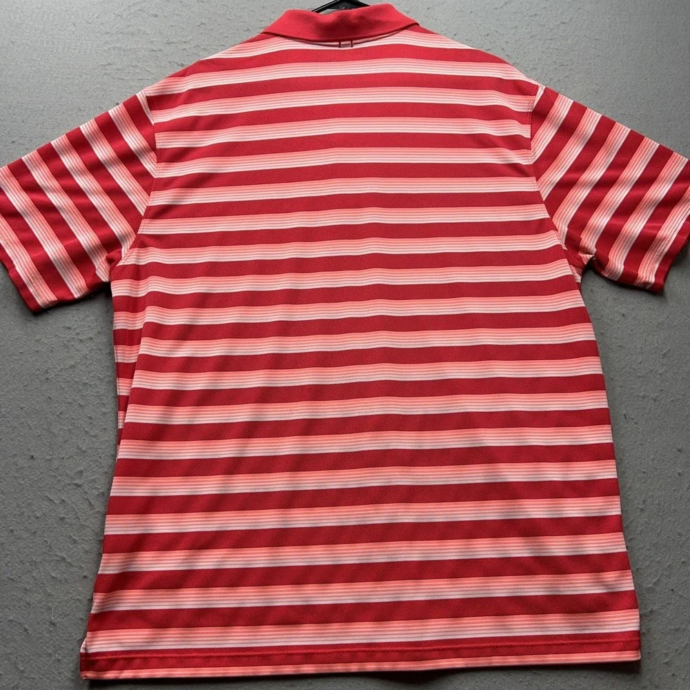 Nike Golf Polo Shirt Mens XL Red Pink Striped Tour Performance‎ Dri-Fit Casual